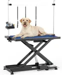 DWVO 50'' Electric Dog Grooming Table Heavy Duty Adjustable Pet Grooming Table Grooming Arm Anti-Slip Top Tool Organizer Professional Dog Grooming Station (Blue, 50inch)