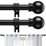 2 Pack Curtain Rods for Windows 48 to 62 Inch, 5/8 Inch Small Matte Black Curtain Rod For Bathroom, Living room, Kitchen (size：2.3-5.5 Feet)