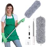 Vicloon Feather Duster Extendable, 100 Inches Microfiber Duster Cleaning Steel Telescopic Duster Feather Duster with Bendable and Window Slot Cleaning Brush Hand for Cleaning Ceiling Fans, Cars…