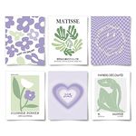 La Naranja Danish Pastel Room Decor Aesthetic Green Purple Wall Art Matisse Prints Abstract Wall Paintings for Girls Bedroom Gifts for Teens, Set of 6 Pictures, 8''x10'', UNFRAMED