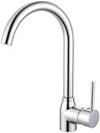 Hapilife Kitchen Sink Mixer Tap Single Lever Monobloc Polished Chrome Mixers Taps 1 Hole Swan Neck Modern 360° Swivel Spout Mono Faucet with UK Standard Fittings