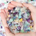 XIANNVXI Fluorite Crystal Chips Healing Crystals Gemstones Crushed Stones Tumbled Crystal Bulk Gemstones Reiki Irregular Crushed Crystals 250g 0.55lbs