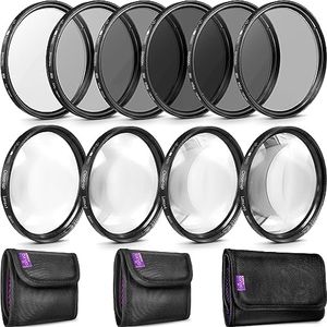 58MM Complete Lens Filter Accessory Kit (UV, CPL, ND4, ND2, ND4, ND8 and Macro Lens Set) for Canon EOS 70D 77D 80D 90D Rebel T8i T7 T7i T6i T6s T6 SL2 SL3 DSLR Cameras