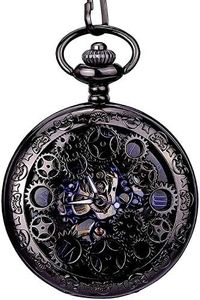 New Brand Mall Men’s Pocket Watch with Chains Steampunk Mechanical Pocket Watches Christmas Graduation Birthday Gifts Fathers Day, blue, Mechanical