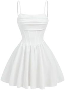 Floerns Girl's Floral Print Sleeveless Ruched Ruffle Hem A Line Cami Short Dress White Cream 8Y