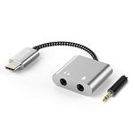 USB C Microphone Adapter with Monitoring Headphone Jack, Cubilux Type C Headset Splitter with Separate 3.5mm Audio & MIC Jack Compatible with Samsung S21/S20 Ultra Note 10, Pixel 6 pro 5 4 3 2 XL