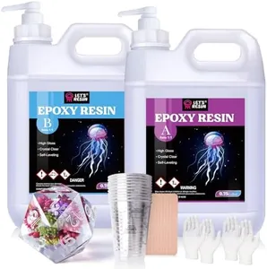 LET'S RESIN Resin Epoxy Kit, 1.5 Gallon Bubble Free & Crystal Clear Epoxy Art Supplies with Measuring Cups,Stir Stick,Gloves,Resin and Hardener for Mold Casting,Jewelry,Craft