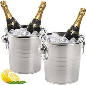 ZENFUN 2 Pack 3 Quart Ice Bucket with Handles, Beverage Tub with Handles, Galvanized Metal Ice Bucket, Drink and Wine Chiller for Bar, Party, BBQ, Great for Indoor and Outdoor Use