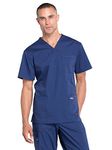 Cherokee Scrubs for Men Workwear Professionals V-Neck Four-Pocket Scrub Top WW695, M, Navy