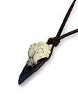 HAQUIL Raven Skull Necklace, Viking Gothic Witchy Bone Resin Raven Bird Skull Replica Pendant, Adjustable Leather Cord, Gothic Jewelry Gift