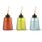 TIKI Brand 6-inch Glass Table Torch 3 Pack Red, Green & Blue