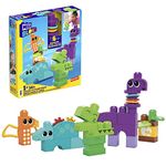 MEGA BLOKS Fisher-Price Sensory Building Toy, Squeak n Chomp Dinos with 24 Pieces, T-Rex, Toddler Blocks Gift Ideas for Kids Age 1+ Years, HKN43