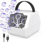 Panamalar Bubble Machine, Professional Automatic Bubble Maker for Kids with Double Wands/400ml Big Tank, 10000+ Bubbles/Min Portable Bubble Blower for Party Wedding Outdoor, USB/Battery Powered-White