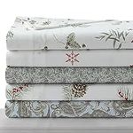 Tribeca Living 100% Cotton King Pillowcase Set, Ultra-Soft Portuguese Flannel Bedding, Envelope Closure, 170-GSM Cozy Flannel, Two Pillowcases, Pine Cones and Berries Printed