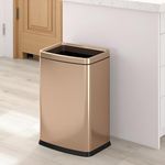 LEASYLIFE 25L/6.6GAL Large Kitchen Trash Can,Tall Open Top Garbage Can,11.81 * 8.66 * 19.68inces,Smooth,Stainless Steel,Commercial,Hospital, Airport