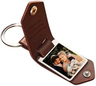 Customized Driver Safe Keychain with Picture Personalized Leather Keychain with Photo, Personalized Gifts for Him, To My Husband, Keychains for Family Men Boyfriend Gifts