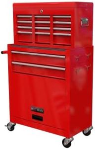 8 Drawer Rolling Tool Chest with Wheels, High Capacity Tool Storage Cabinet & Tool Box Cart, Lockable Rolling Tool Chest with Drawers, Toolbox Organizer for Garage Warehouse Workshop - Red