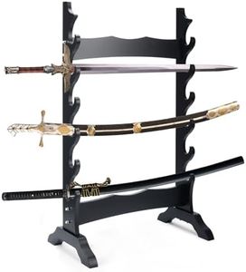 lukar 6 Tier Sword Stand Floor, Multilayer Floor Standing Sword Rack, Wooden Sword Holder Floor Stand, Large Sword Display Stand for Katana Samurai