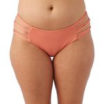 O'NEILL Womens Boulders Strappy Side Bikini Bottoms - Full Coverage Womens Bathing Suit Bottom with Multi-Strap Detail, Coral | Saltwater Solids Boulders Bott, Large