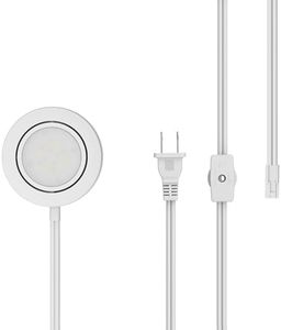 GETINLIGHT 2.75" Wide 2700K Swivel and Dimmable Wired LED Puck Lights Kit, Plug-in or Hardwired Installation, Recessed or Surface Mounted, White Finished, IN-0107-1S