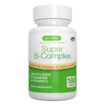 Super B-Complex - High Absorption Methylated B Vitamins, Clean Label, 180 Sustained Release Tablets - Complete Spectrum of B Vitamins with Folate, Boosted B12 & Vitamin C, 90 Servings, by Igennus