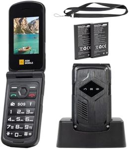 AGM M10 Basic Flip Phone, 4G LTE - T-Mobile Compatible, Dual SIM, IP68 Waterproof/Drop-Proof, Large Buttons & Font, 98dB Speaker, Quick Essentials, 2 Replaceable Batteries & Lanyard for All