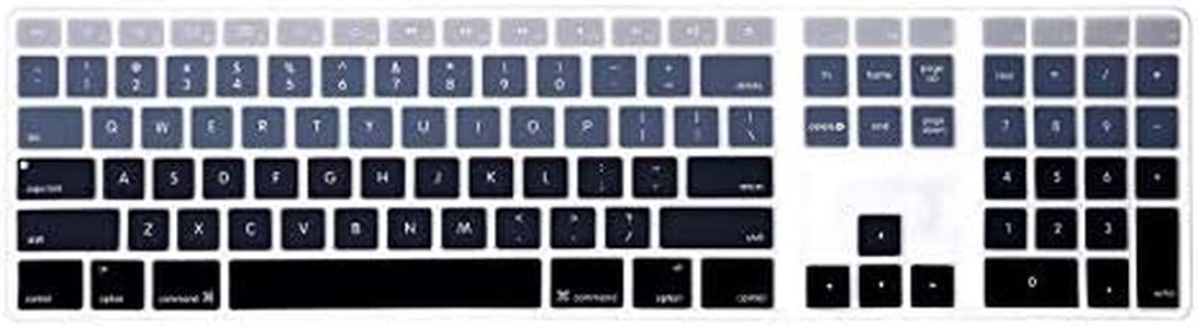 HRH Ombre Grey Silicone Keyboard Skin Cover for iMac Wired USB Full Size Keyboard with Numeric Keypad A1243(G6 MB110LL/B and MB110LL/A)