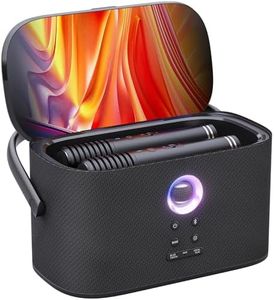 Ikarao Portable Karaoke Machine for Adults, Built-in Lyrics Display and Screen, 2 Self-Charging Wireless Microphones, Karaoke App, 140W Speaker, Connects to TV for Home Outdoor Karaoke