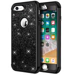 Hython Designed for iPhone 8, iPhone 7 Case, Heavy Duty Full-Body Defender Protective Case Bling Glitter Sparkle Hard Shell Hybrid Shockproof Rubber Bumper Cover for iPhone 7 and iPhone 8, Black