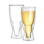 CNGLASS Beer Glasses 13.5OZ/400ML,Double Wall Insulated Upside Down Glass,Set of 2,Beer Glassware