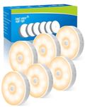 Motion Sensor Lights Indoor 6 Pack, Warm Light Cupboard Stair Night Lights, 3 Modes USB Charging Rechargeable Wall Lights, Magnetic Sensor Lights Indoors for Kitchen Stair Closet Under Cabinet