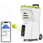 PT-Smart and Padel Tennis Ball Machine - Portable and High Capacity for Quality Training, Multi-functional with Intelligent Remote Control and Automatic Ball Feeding, Ideal for Beginner (White)