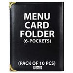 Filemate Menu Card Folder(6-Pockets)(Pack of 10 pcs) / Holder for Restaurants or Hotels(A4 Size: 12.25 X 10 inch)(Black Color)