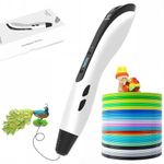 GEEETECH TG-21 3D Pen, 3D Printing Pen with LED Display & USB Charging, Wide Compatibility with PLA/ABS/PCL Filament Refills, White