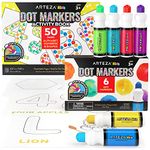 Arteza Kids Dot Markers and Kids’ Activity Book, 6 Nontoxic Bingo Daubers, 50-Page Book with Alphabet, Numbers, and Shapes — School Supplies for Educational Activities and Playtime