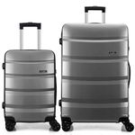 FLIEE Suitcase Set | Lightweight Hard Shell Suitcases | 4 Silent Dual Spinner Wheels | TSA 3 Digit Combination Lock | Aluminium Telescopic Handle | 2 Pcs Luggage Sets (Grey, Cabin 20''+ Large 28")