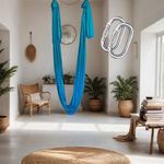 Streetup India® Silk Fabric Pro Aerial Swing/Yoga Hammock 6 x 2.6 Mtrs Long Fabric With 2 Carabiner| Sky Blue