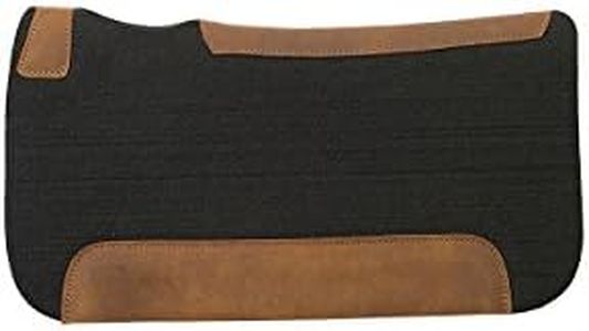 Weaver Equine 25" x 26 Pony Contoured Pure Wool Felt Horse Saddle Pad, Shock Absorbing Western Saddle Pad for Comfort Protection, ‎Black/Natural