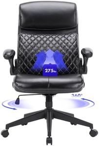 COLAMY Office Chair, Executive Computer Chair, Ergonomic Home Office Chair with Padded Flip-up Arm, Adjustable Height and Tilt, Thick Leather Swivel Task Rolling Chair for Adult/Teens/Men/Women, Black