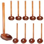 10 Pcs Wood Soup Spoon with Long Handle Japanese Soup Spoon Wooden Ramen Spoons Large Hot Pot Ladle Long Handle Tortoise Shell Spoon for Eating Mixing Stirring Cooking