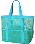 benpen Beach Bags for Women,Summer Holiday Essentials Family Travel Bag, Large Mesh Pool Tote Bag with Zip Waterproof Pocket, Reusable Shopping Grocery Shoulder Bag for Picnic Gym School