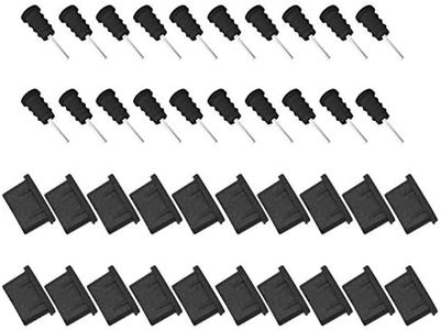 ACKLLR 20 Pairs USB C Dust Plugs Set for Type C Charging Port and Earphone Jack, Silicone Anti-Dust Pluggy Caps Compatible with Samsung S10, Note, Pixel, One Plus,Latest 12”, 13” and 15” Mac Laptops