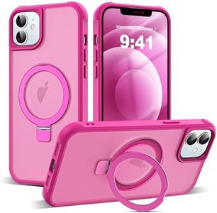 SKYLMW Compatible with iPhone 12 Case & iPhone 12 Pro Case with Invisible Magnetic O-Ring Stand Translucent Case for iPhone 12 & 12 Pro 6.1" [Compatible with MagSafe][Great Grip Feeling], Rose