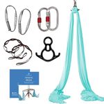 Aum Active Aerial Silks Starter Kit - Durable 9 Yards of Aerial Yoga Hammock with Hardware & Guide - Aerial Swing for Acrobatic Flying Yoga & All Levels (Aerial Rigging Point Up to 15ft)