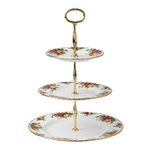 Royal Albert Old Country Roses Vintage Afternoon Tea Serving Made from Fine Bone China-Floral Pattern, Multi, Cake Stand 3 Tier