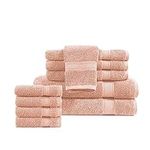 SNOWDROP Bath Towels Set, Bamboo Microfiber Towels, 2 Large Bath Towels, 4 Soft Hand Towels for Bathroom, 4 Wash Towels for Body, Large Gym Towels Hotel Quality, Absorbent Towels, Quick Dry - Pink