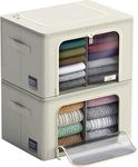 Sorbus Storage Bins with Divided Interior - Large Stackable & Foldable Organizer Containers with Metal Frame, Oxford Fabric, Large Window & Carry Handles - Organization for Bedroom, Linens & Clothes