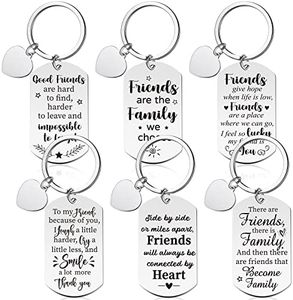 Cunno 6 Pieces Friendship Keychain Gifts, Best Friend Inspirational Keychain, Friendship Jewelry Appreciation Keychain, Heart Pattern, 3 x 3 cm/ 1.18 x 1.18 inch