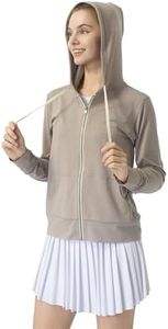 Leapstride Women's Stretch Athletic Hoodie with Full Zip & Kangaroo Pockets - Lightweight Workout Jacket Comfort for Active & Relaxed Days