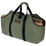 JOINDO Water Resistant Canvas Firewood Log Carrier, Heavy Duty Log Tote Bag for Camping, Wood Carrying Bag for Barbecue